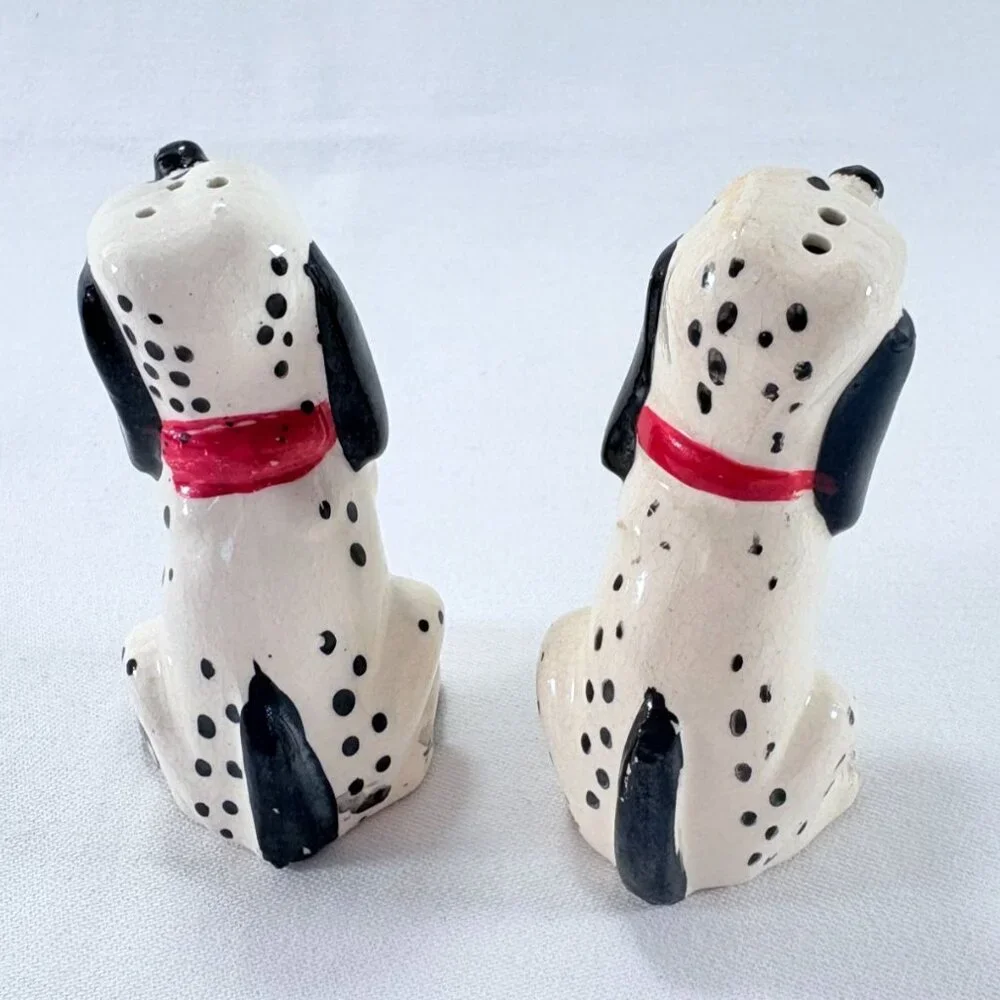 Vintage‎ 1960s MCM Anthropomorphic Dalmatian Winking Dogs Salt & Pepper Shakers